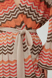 Orange Brown Zigzag Patterned  Kimono Cardigan