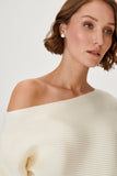 Bat Sleeve Knitwear Sweater with Low Shoulder