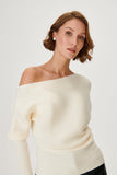 Bat Sleeve Knitwear Sweater with Low Shoulder
