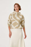 Beige Knitwear Sweater with Gold Pattern