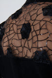 Black Knitwear Cardigan with Lace Detail