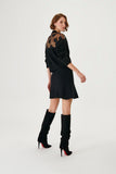 Black Knitwear Cardigan with Lace Detail