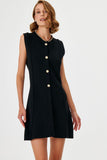 Black Knitwear Dress with Handmade Chain Detail on the Neck