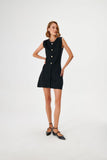 Black Knitwear Dress with Handmade Chain Detail on the Neck