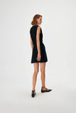 Black Knitwear Dress with Handmade Chain Detail on the Neck