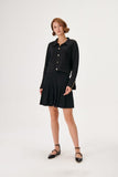 Black Knitwear Jacket with Handmade Epaulette and Chain Detail