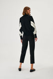 Black & White Knitwear Turtleneck Sweater with Cross Pattern