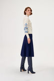 Blue Floral Embroidered Wool Ecru Knitwear Sweater