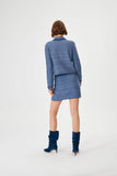 Blue Knit Skirt with Handmade Button Detail