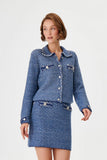 Blue Knitwear Jacket with Handmade Button Detail