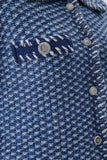 Blue Knitwear Jacket with Handmade Button Detail