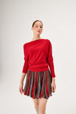 Boat Neck Ruffle Detailed Knitwear Sweater