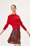 Boat Neck Ruffle Detailed Knitwear Sweater