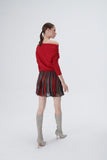 Boat Neck Ruffle Detailed Knitwear Sweater