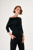 Boat Neck Ruffle Detailed Knitwear Sweater