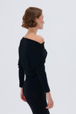 Boat Neck Ruffle Detailed Knitwear Sweater