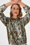 Bright Snake Print Green Knitwear Sweater