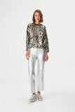 Bright Snake Print Green Knitwear Sweater