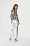 Bright Snake Print Green Knitwear Sweater