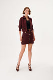 Burgundy Knitwear Tweed Jacket with Button Detail