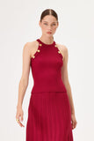 Button Detailed Halter Neck Knitwear Top