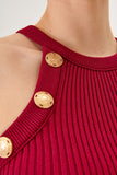 Button Detailed Halter Neck Knitwear Top