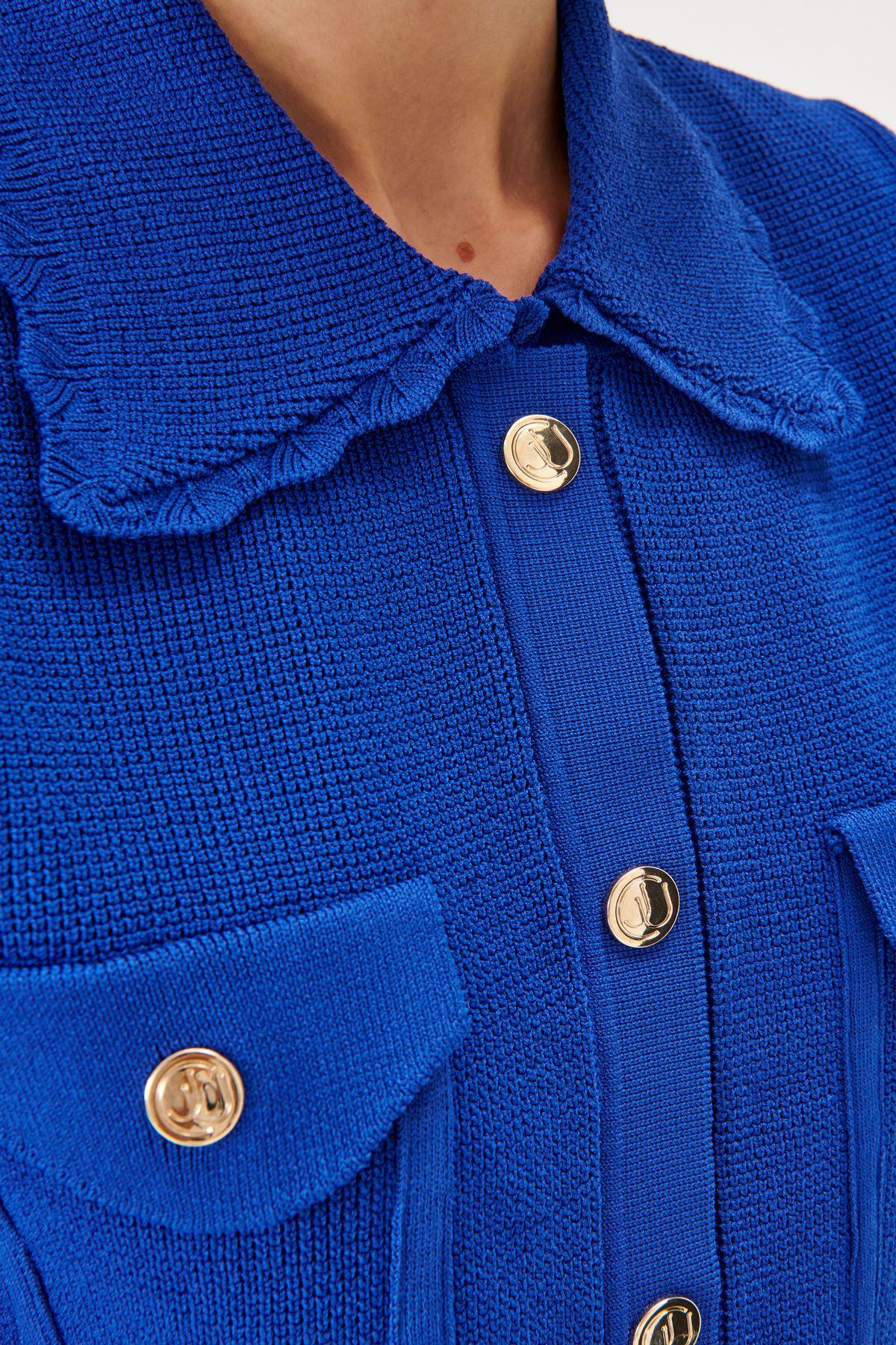 Buttoned Polo Neck Knitwear Jacket