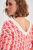 Cable knit orange tricot knit jumper