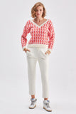 Cable knit orange tricot knit jumper