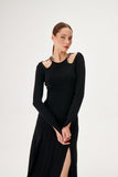 Chain Detailed Cut Out Black Knitwear Sweater
