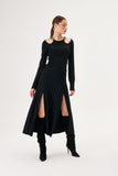 Chain Detailed Cut Out Black Knitwear Sweater