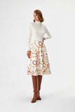 Chain Patterned Ecru Midi Knit Skirt