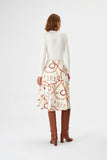 Chain Patterned Ecru Midi Knit Skirt