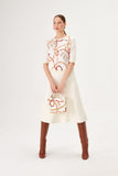 Chain Patterned Fabric Mix Ecru Knitwear Blouse
