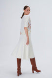 Chain Patterned Fabric Mix Ecru Knitwear Blouse