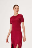 Crew Neck Short Sleeve Knitwear Blouse