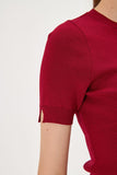 Crew Neck Short Sleeve Knitwear Blouse
