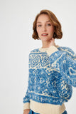 Crewneck Patterned Cotton Knitwear Sweater