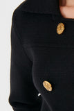 Double Button Black Knitwear Blazer Jacket