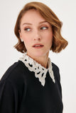 Embroidered Lace Collar Black Knitwear Sweater
