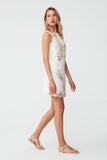 Embroidery Detailed Beige Mini Dress
