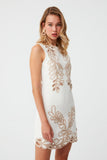 Embroidery Detailed Beige Mini Dress
