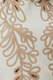Embroidery Detailed Beige Mini Dress
