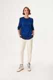 Fabric Mix Navy Blue Knitwear Sweater