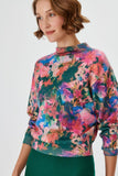 Floral Patterned Digital Print Multi Knitwear Sweater