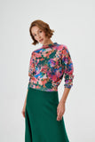 Floral Patterned Digital Print Multi Knitwear Sweater