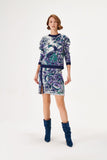Flower Patterned Purple Mini Knit Skirt