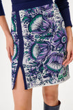 Flower Patterned Purple Mini Knit Skirt