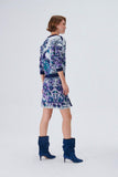 Flower Patterned Purple Mini Knit Skirt
