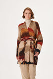 Giraffe Pattern Wool Blend Brown Knitwear Cardigan